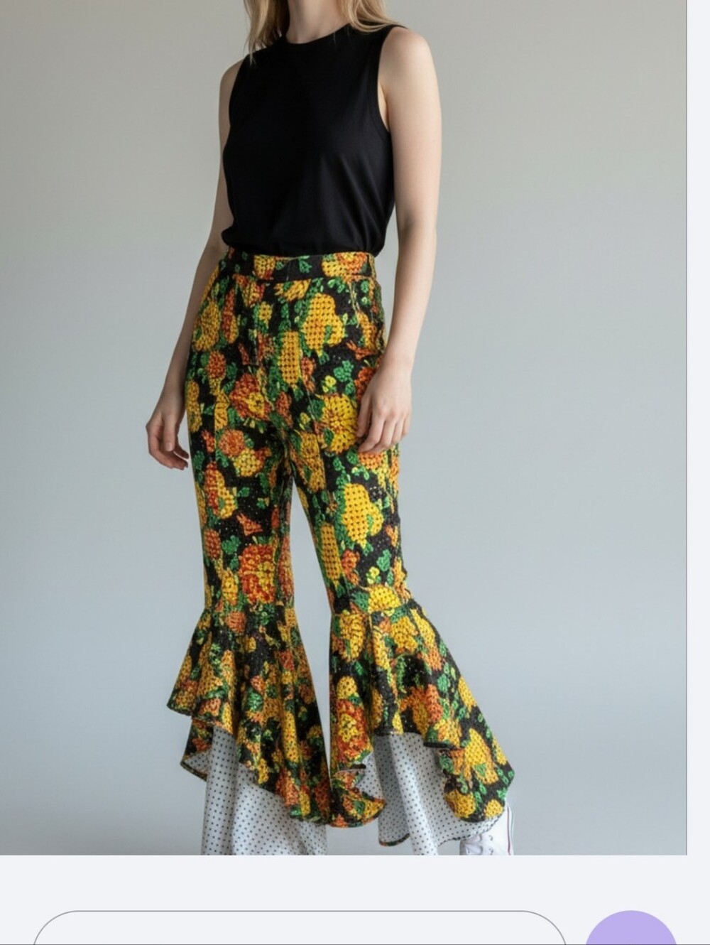 Lucille Eyelette Bell Leg Pants